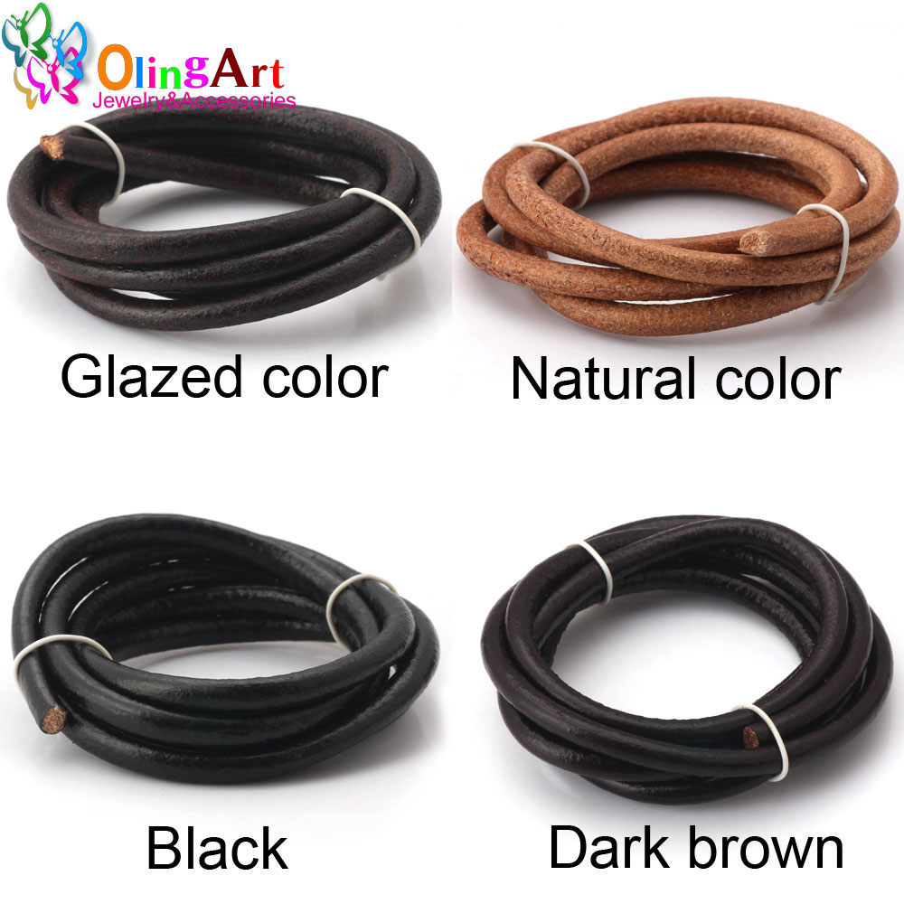 Leatherwork Beginner - Olingart diámetro 1,5/2/3/4/5/6mm negro/Natural/marrón/cable redondo de