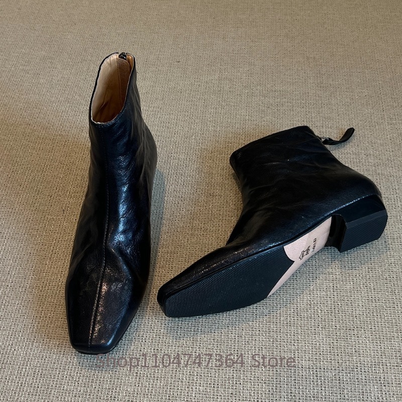 Leatherwork In French - Botas de tobillo retro de piel