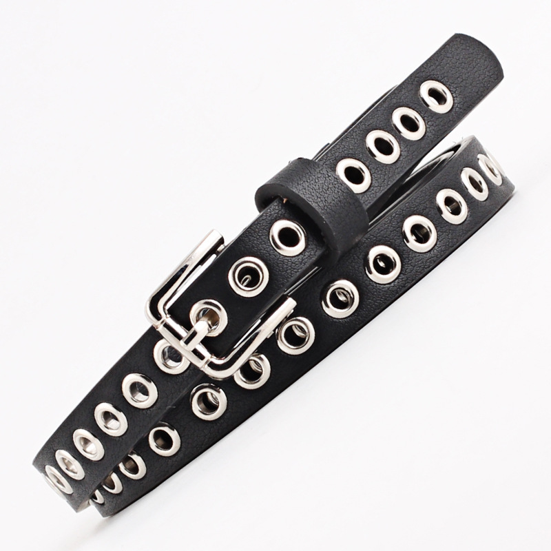 Leatherwork Eyelets - Cinturón de pantalón para mujer de