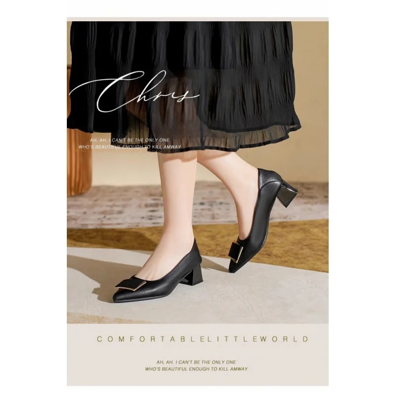 Zapatos de Tacón Grueso Estilo - Leatherwork In French reseña y precio